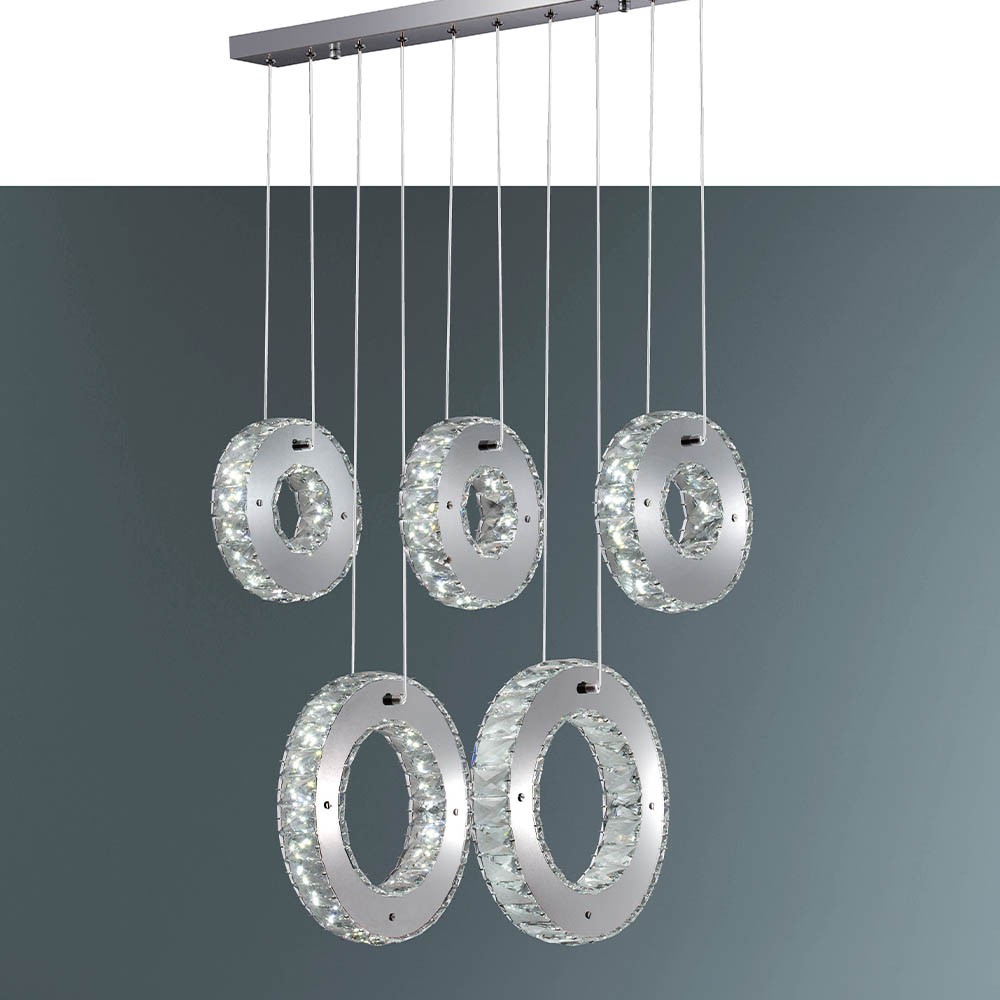 LED70W 白光不鏽鋼鏡面銀進口水晶吊燈22-7036