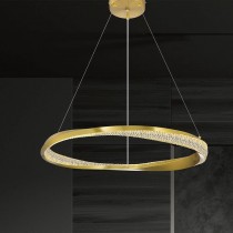 LED 34W 現代風金色環型水晶藝術吊燈 18-60601