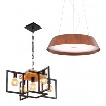 工業風木製吊燈／LED 40W 金屬木製吊燈 18-61131、61132