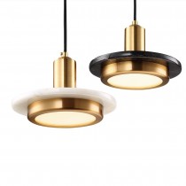 現代風LED14W金屬電鍍金色白/黑色大理石吊燈18-61831、61832