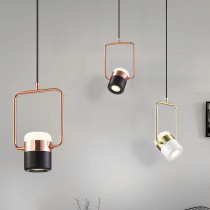 現代風LED10W金屬電鍍黑/白色玫瑰金可調角度吊燈18-61841、61842