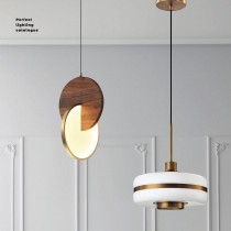 現代風LED12W金屬電鍍黑胡桃木/金屬鋼材玻璃吊燈18-62561、62562