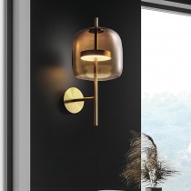 現代風LED8W金屬電鍍咖啡色玻璃黃光壁燈18-63101