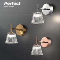 現代風LED4W銅電鍍透明玻璃燈罩造型壁燈18-63221、63222、63223