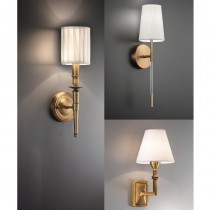 現代風金屬電鍍百褶/水晶/古銅米白布罩壁燈18-63261、63262、63263