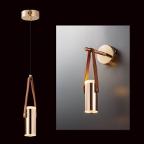 LED 15W 香檳金皮革餐吊燈、壁燈 40-70511、70512