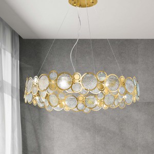 現代風不鏽鋼圓形玻璃造型吊燈 18-60021