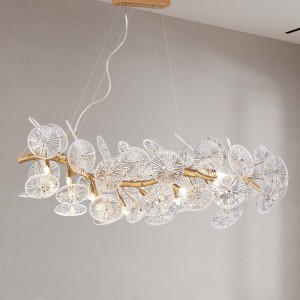 現代風暢銷流行款手工荷葉造型清玻璃藝術創意吊燈 18-60121