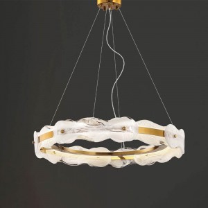 現代風LED水晶石紋玻璃藝術創意吊燈 18-60181