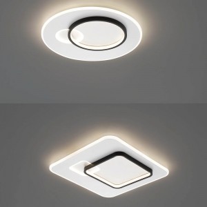 現代風簡約LED46W金屬烤漆壓克力三色變光吸頂燈18-61521、61522