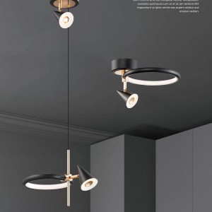 現代風LED16W金屬電鍍烤壓克力三色光吊燈18-61801、61802