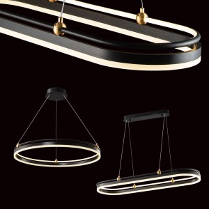 LED 60W 、55W 工業風鋁製黑色吊燈（可切換光色） 40-71401、71402