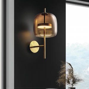 現代風LED8W金屬電鍍咖啡色玻璃黃光壁燈18-63101