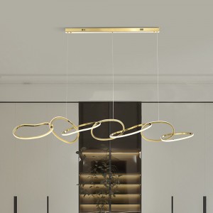 現代風金色七環餐吊燈(遙控調光) FN03-0002